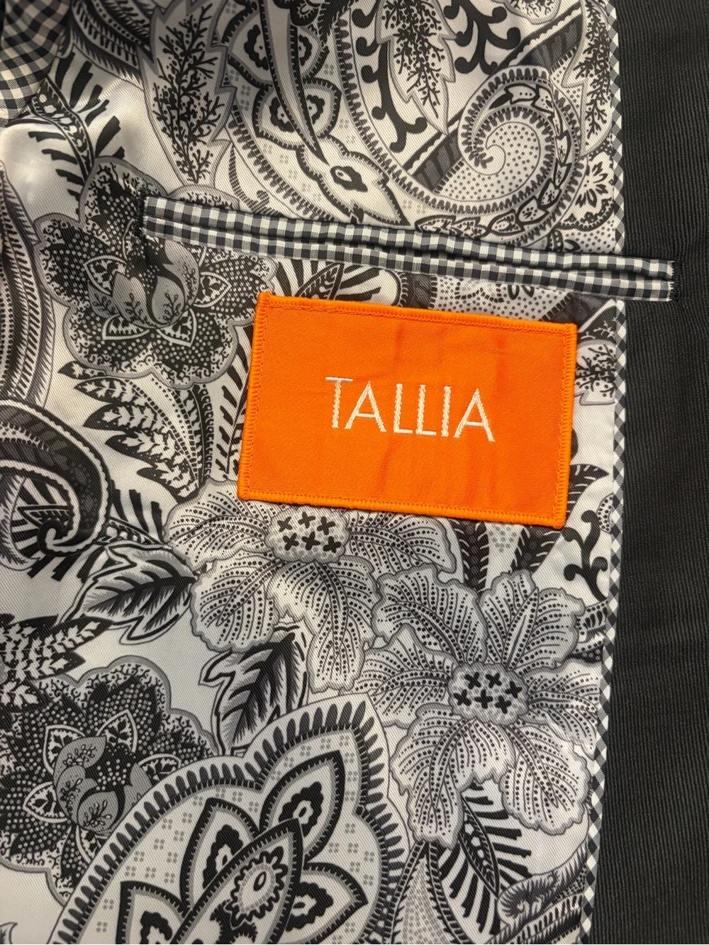 TALLIA Metallic Silver-Gray Tuxedo Jacket with Black Satin Peak Lapel